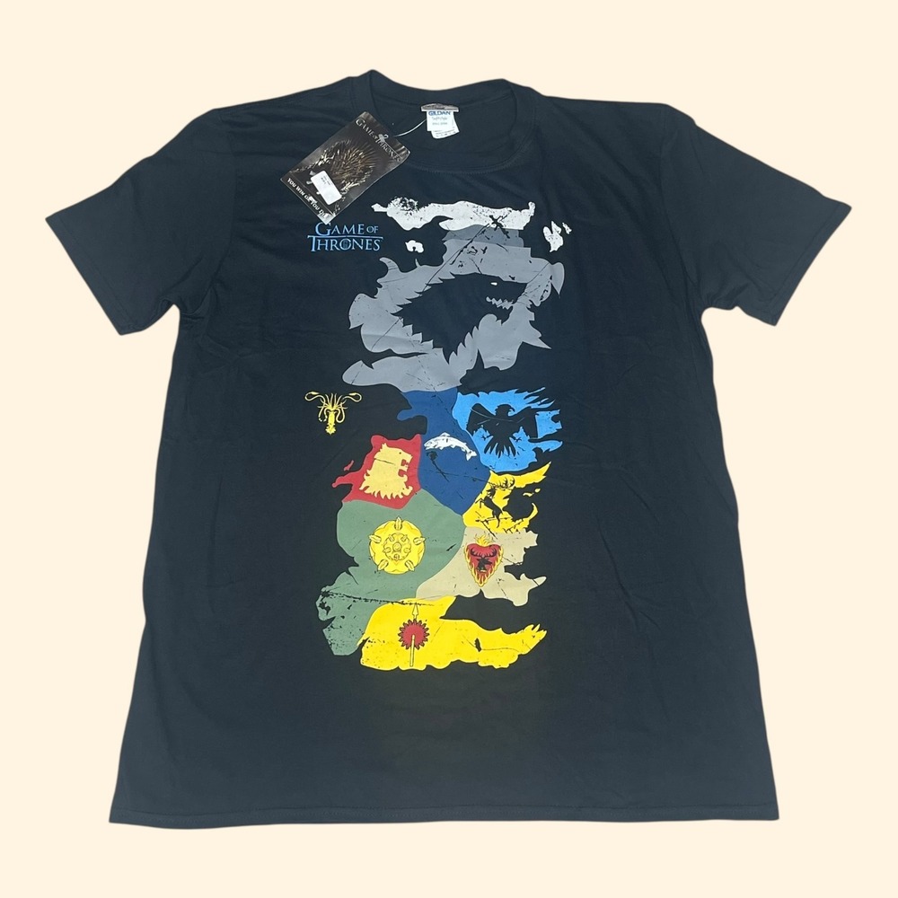 Game of Thrones Westeros Map House Sigils Black T-Shirt‎ Mens Large NWT 2017 HBO